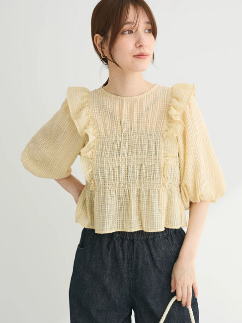 Green Parks「・ELENCARE　DUE　シャドーチェックブラウス」|シャツ・ブラウス|