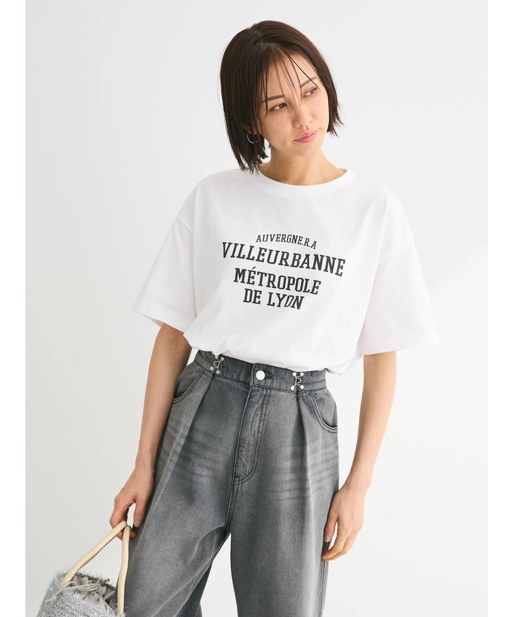 Green Parks「多段カレッジロゴボックスTシャツ」|Tシャツ・カットソー|White