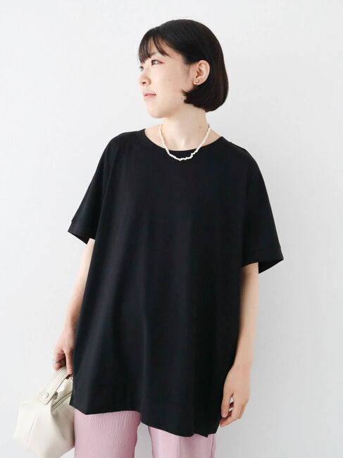 Green Parks「フレンチスリーブ脇ドッキングカットプルオーバー」|Tシャツ・カットソー|Black