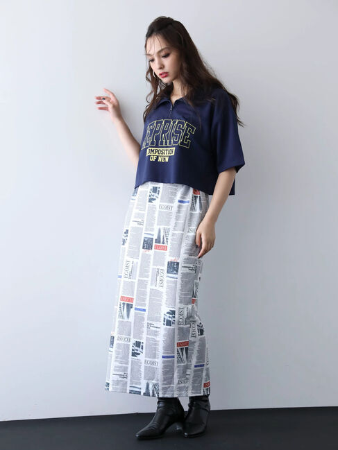 Green Parks「EGOIST　ハーフZipロゴ5分袖プルオーバー」|Tシャツ・カットソー|