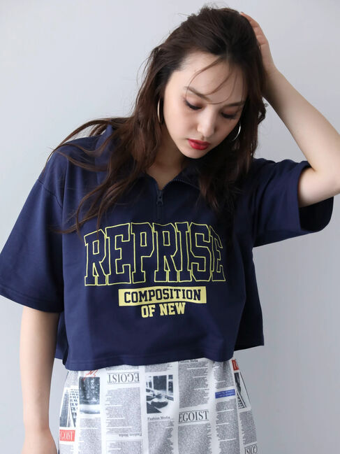 Green Parks「EGOIST　ハーフZipロゴ5分袖プルオーバー」|Tシャツ・カットソー|