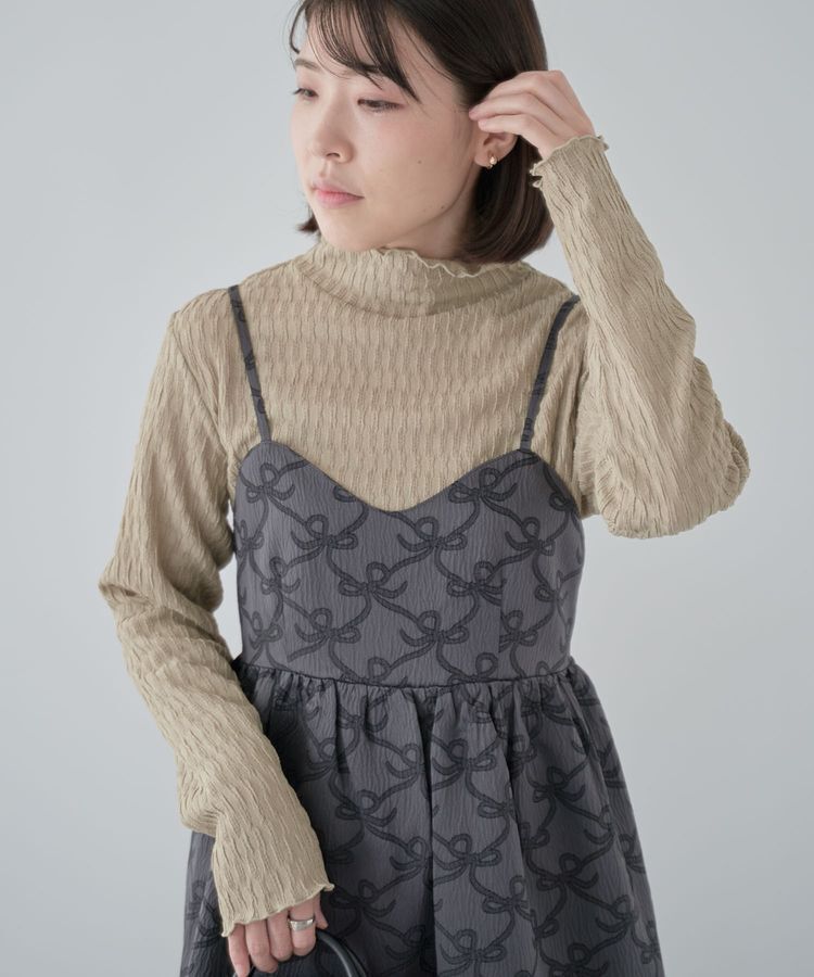 Green Parks「・Petit Fleur ジャカードハイネックロンTEE」|Tシャツ・カットソー|Gray Beige