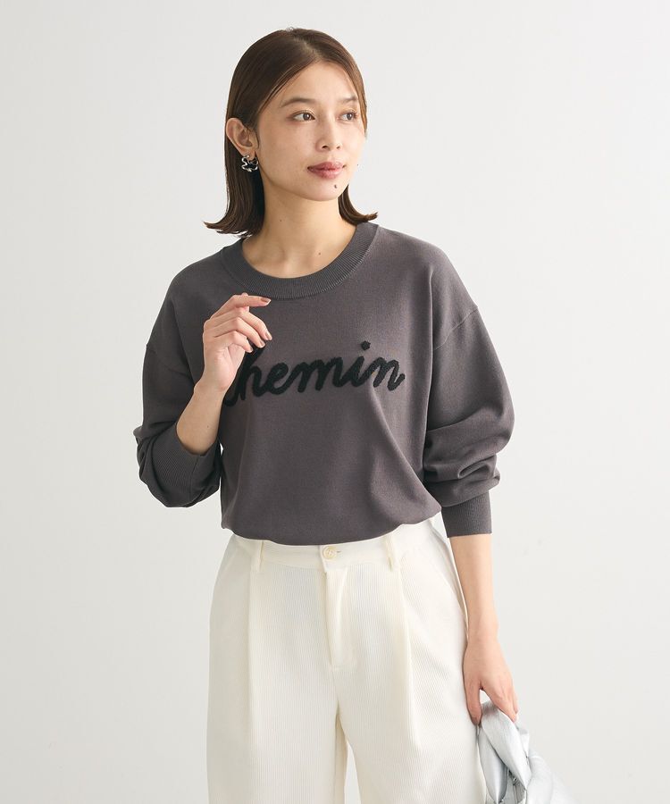 Green Parks「洗える さがら刺しゅうロゴニットプルオーバー」|ニット・セーター|