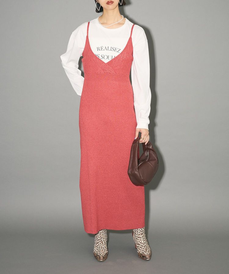 AnriettMusee「レース編み風ビスチェキャミワンピース」|ワンピース|