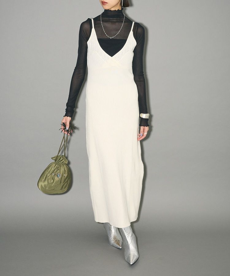 AnriettMusee「レース編み風ビスチェキャミワンピース」|ワンピース|