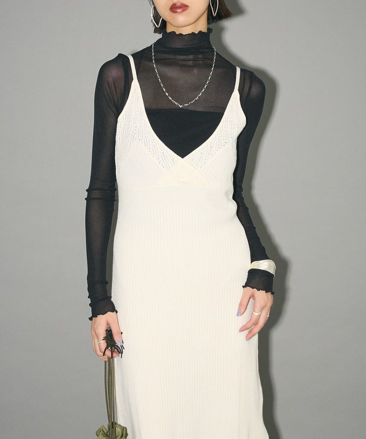 AnriettMusee「レース編み風ビスチェキャミワンピース」|ワンピース|