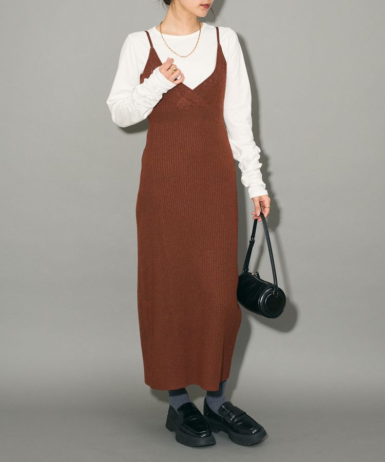 AnriettMusee「レース編み風ビスチェキャミワンピース」|ワンピース|