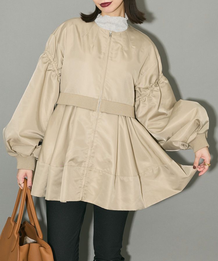 AnriettMusee「MA-1ペプラムブルゾン」|ブルゾン・スタジャン|Beige