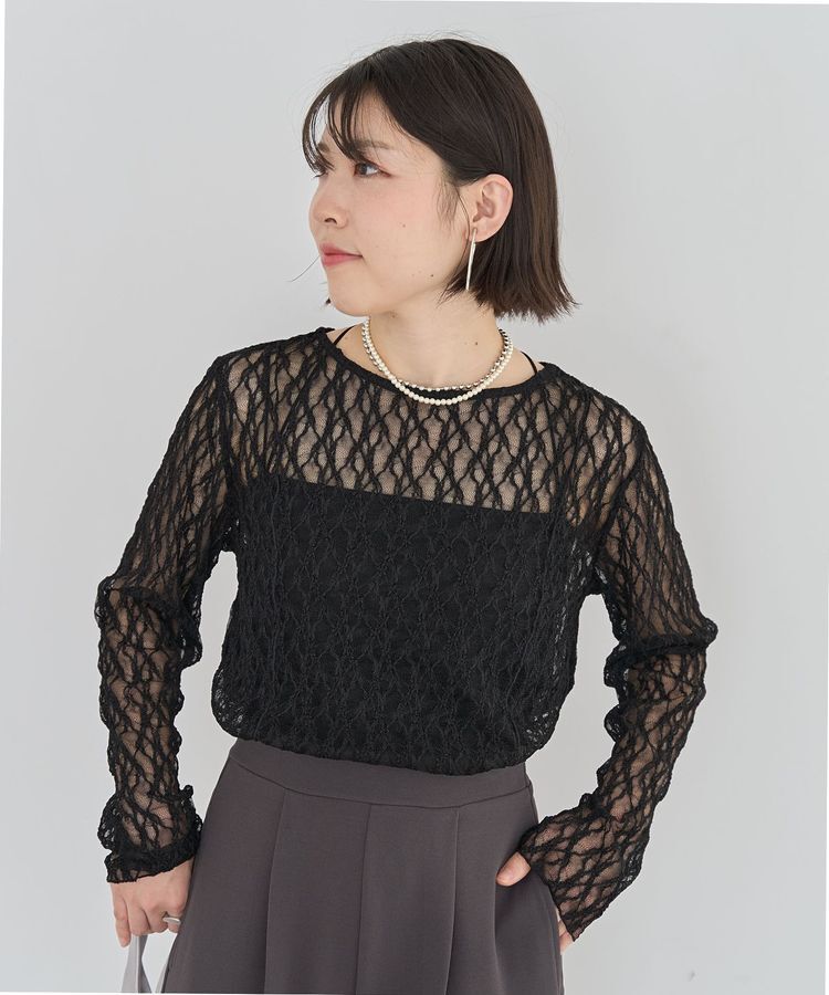 Green Parks「パネルラインレースカットプルオーバー」|Tシャツ・カットソー|Black