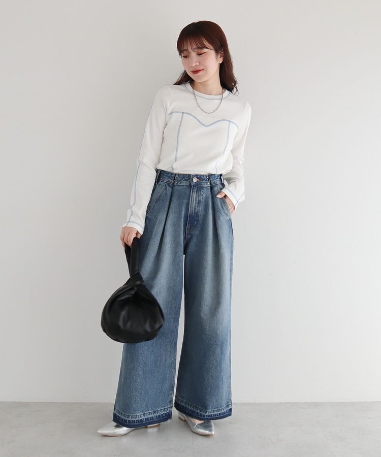 Green Parks「タックワイドデニムパンツ」|デニム|