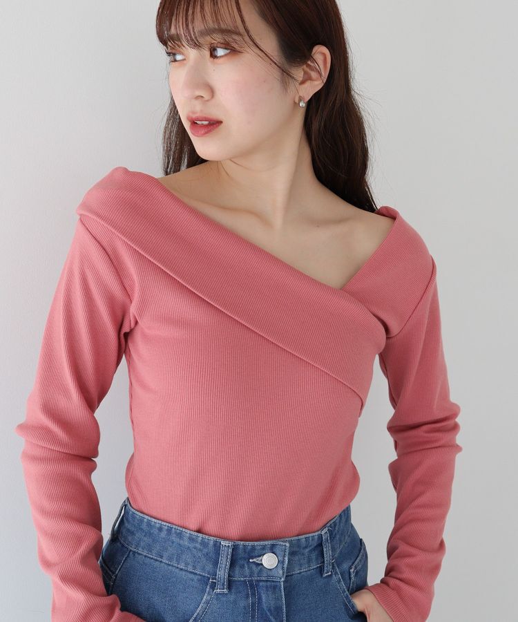 Green Parks「・swing by クロスネックプルオーバー」|Tシャツ・カットソー|Pink