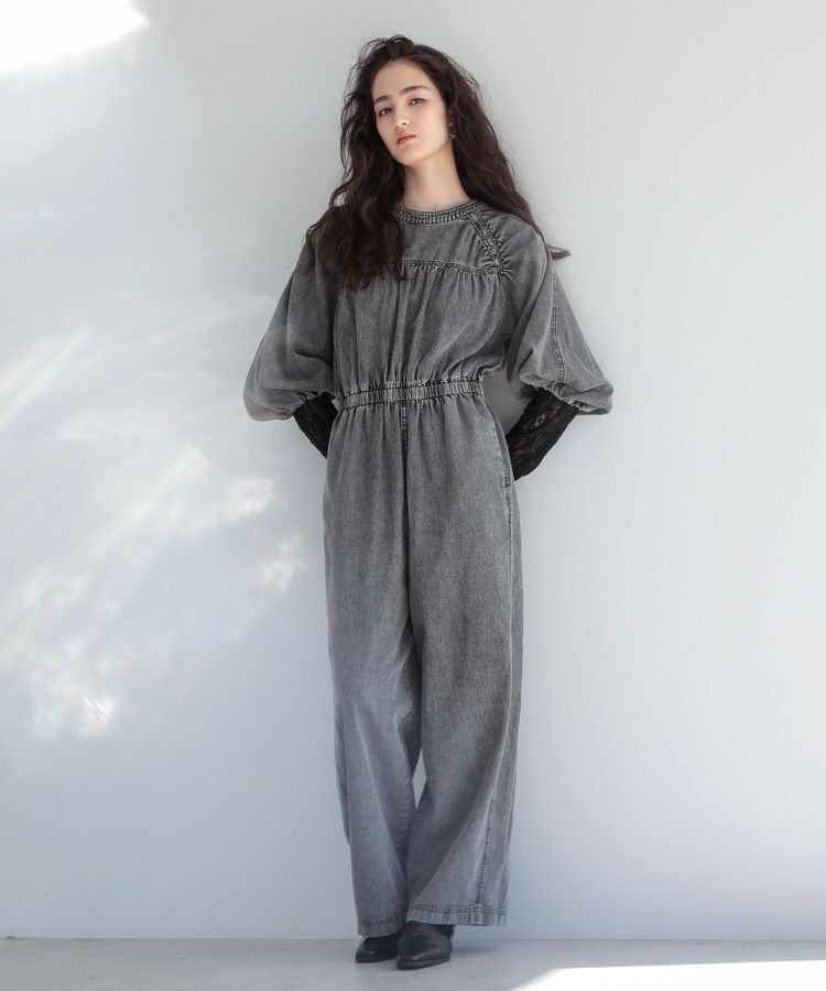 Green Parks「■ESCAR シャーリングデニムオールインワン」|オールインワン|Gray