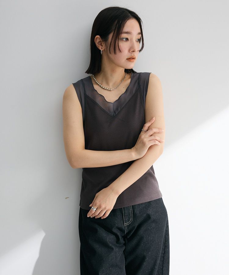 Green Parks「・SUGAR SPOON シアー切替タンクトップ」|インナー|