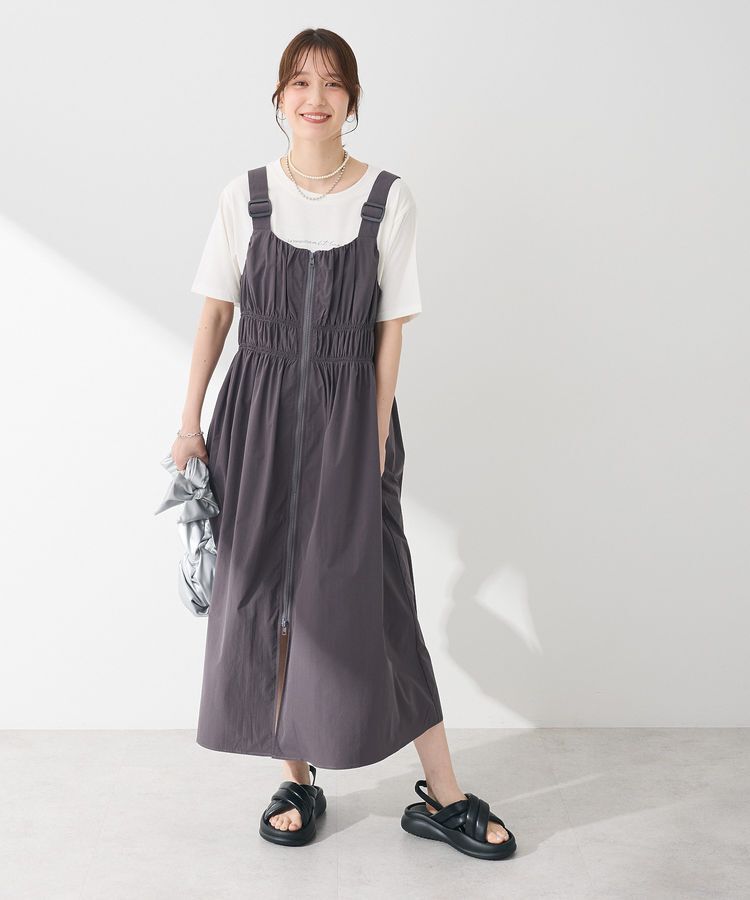 Green Parks「・SUGAR SPOON シャーリングジャンスカ」|ジャンパースカート|Charcoal Gray