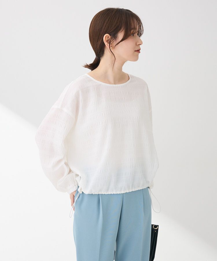 Green Parks「裾ドロスト表面長袖プルオーバー」|Tシャツ・カットソー|Ivory