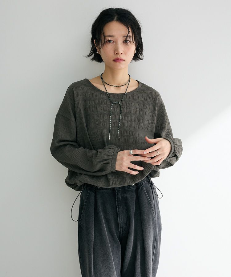 Green Parks「裾ドロスト表面長袖プルオーバー」|Tシャツ・カットソー|