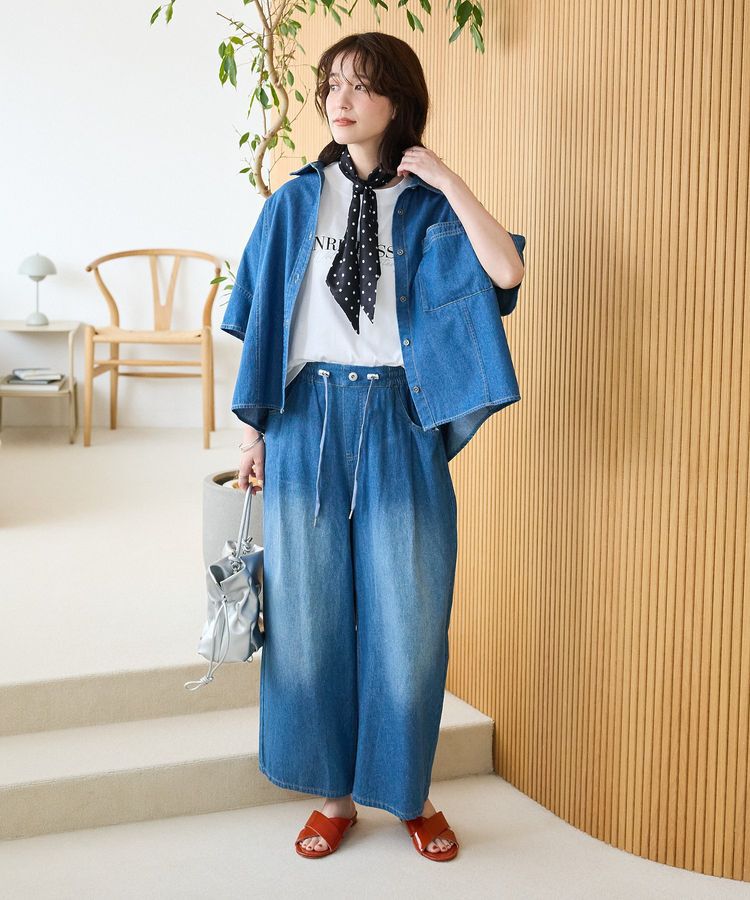 Green Parks「ライトデニムワイドパンツ」|デニム|