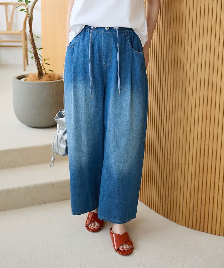 Green Parks「ライトデニムワイドパンツ」|デニム|