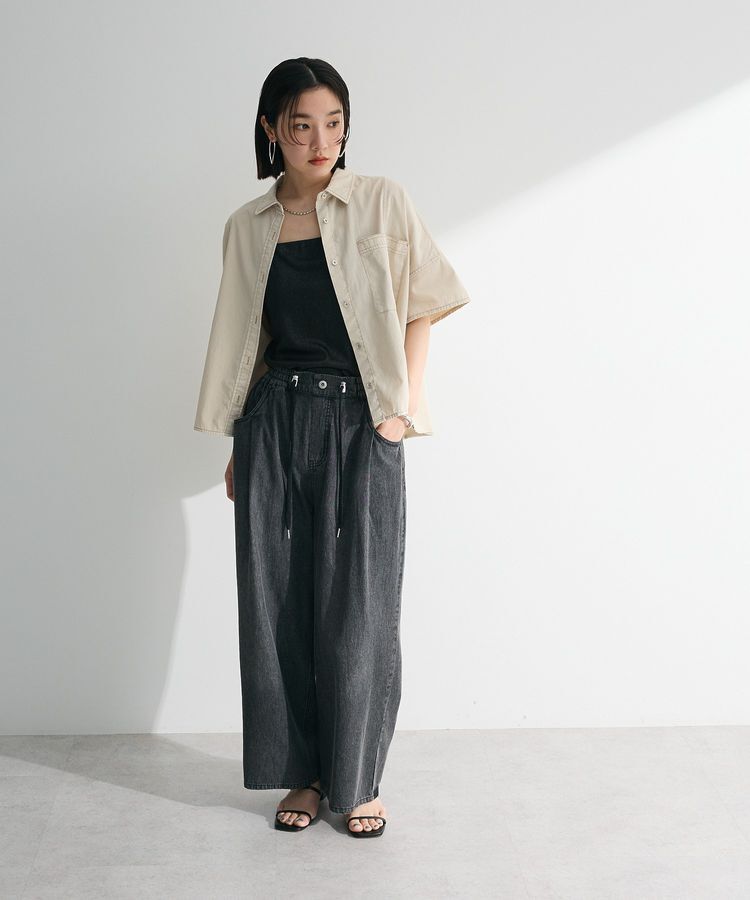 Green Parks「ライトデニムワイドパンツ」|デニム|