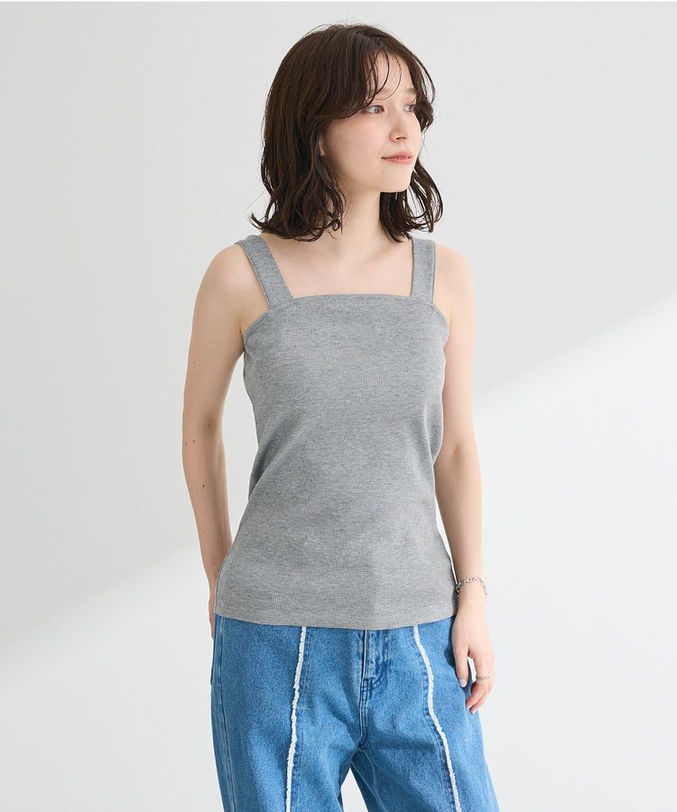 Green Parks「スクエアラメタンクトップ」|インナー|Gray