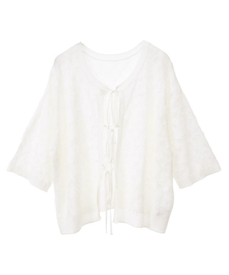 YECCA VECCA「2wayリボンフリンジニットカーディガン」|カーディガン|