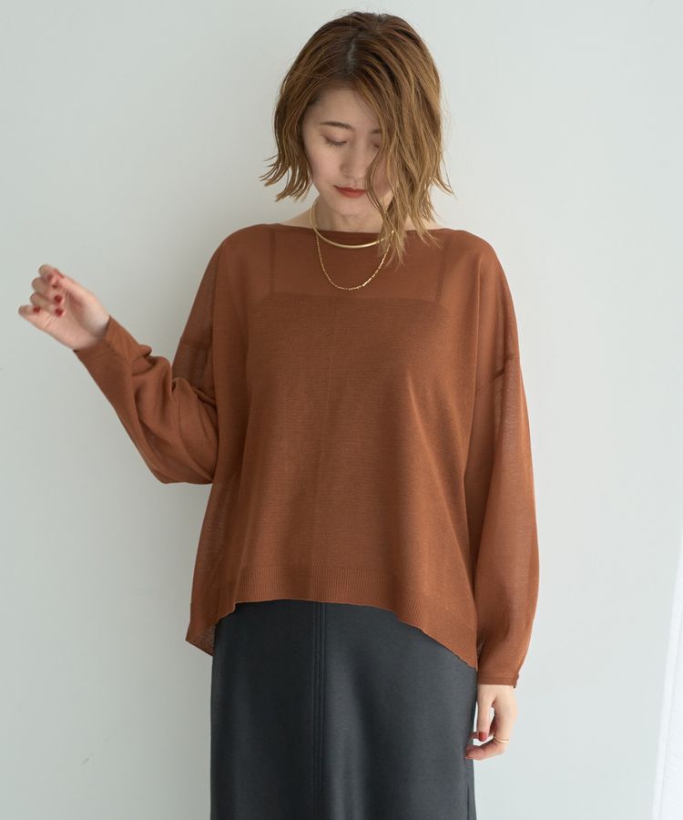 YECCA VECCA「シアーニットプルオーバー」|ニット・セーター|Brown