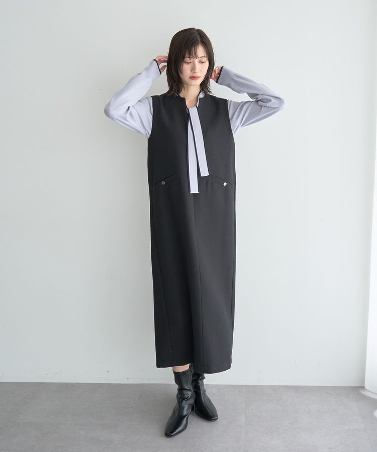 YECCA VECCA「キーネックジャンスカ」|ジャンパースカート|Black