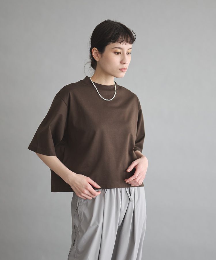 GARAGE OF GOOD CLOTHING「モックネック6分袖プルオーバー」|Tシャツ・カットソー|Dark Brown