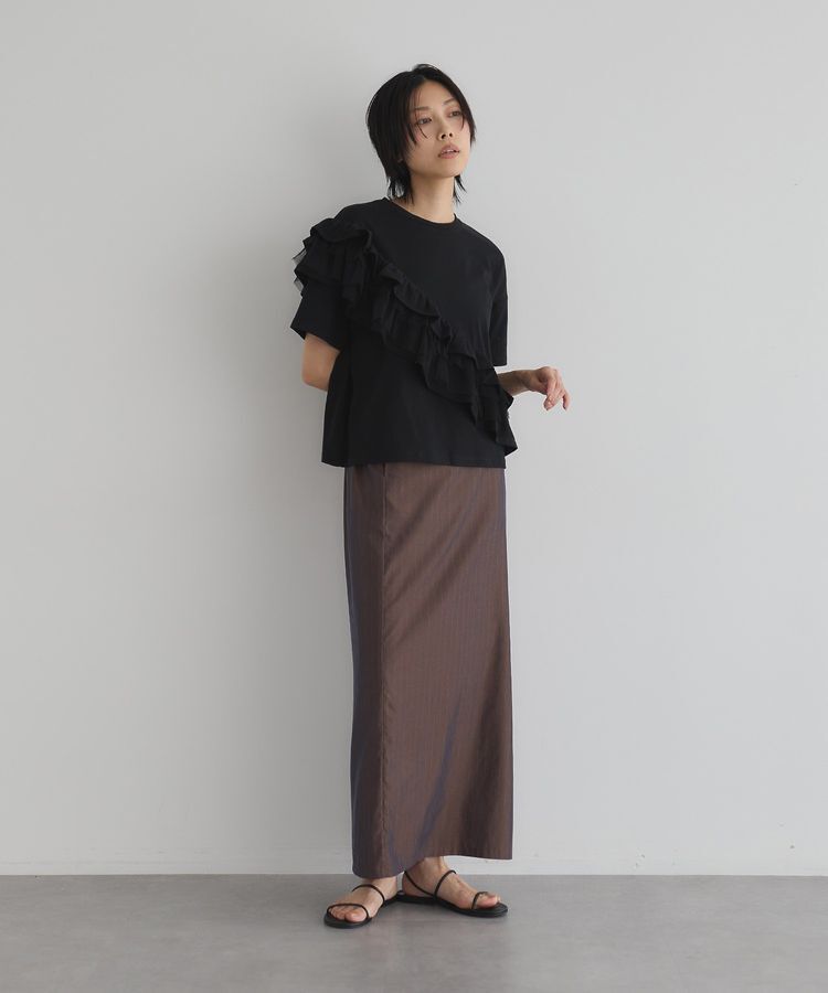 GARAGE OF GOOD CLOTHING「【日本製】ストライプサイドベンツロングスカート」|タイト|