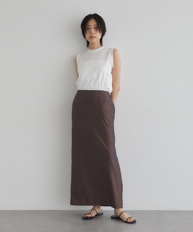 GARAGE OF GOOD CLOTHING「【日本製】ストライプサイドベンツロングスカート」|タイト|