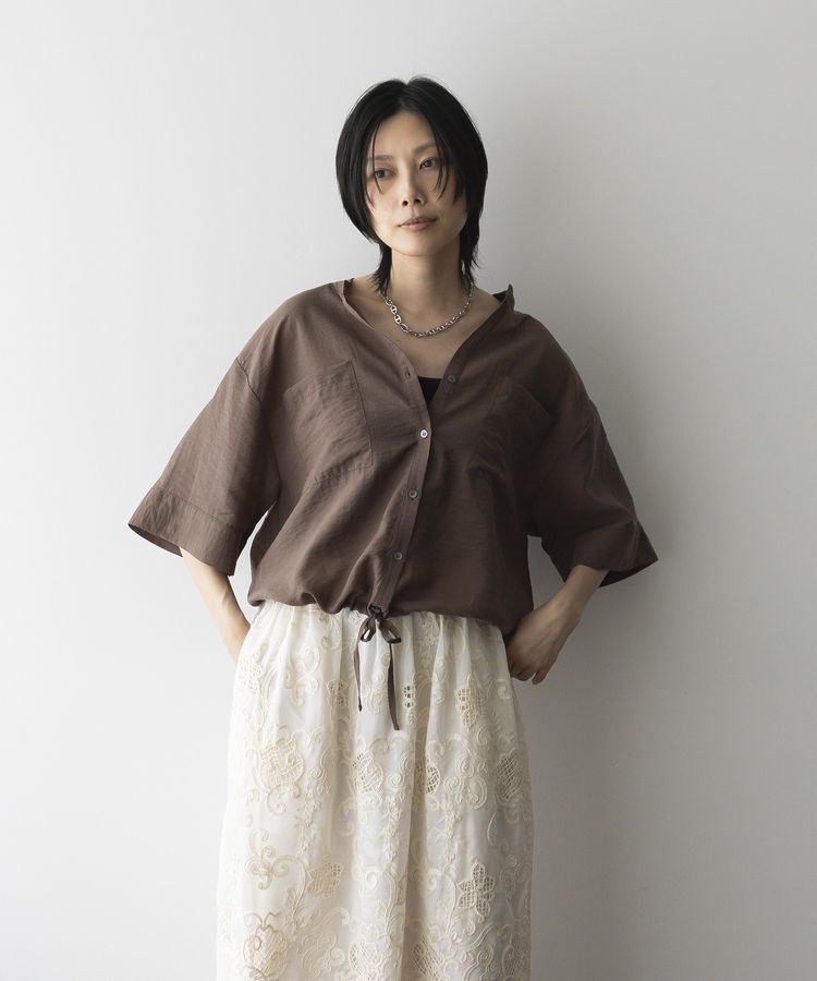 GARAGE OF GOOD CLOTHING「シアー裾ドロストスクエアフブラウス」|シャツ・ブラウス|