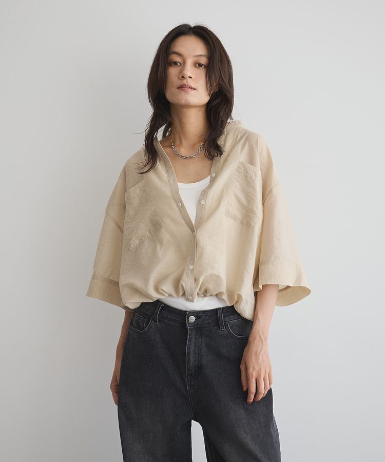 GARAGE OF GOOD CLOTHING「シアー裾ドロストスクエアフブラウス」|シャツ・ブラウス|