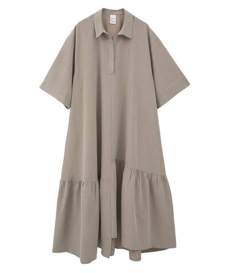 GARAGE OF GOOD CLOTHING「ストライプアシンメトリー７分袖ワンピース」|ワンピース|