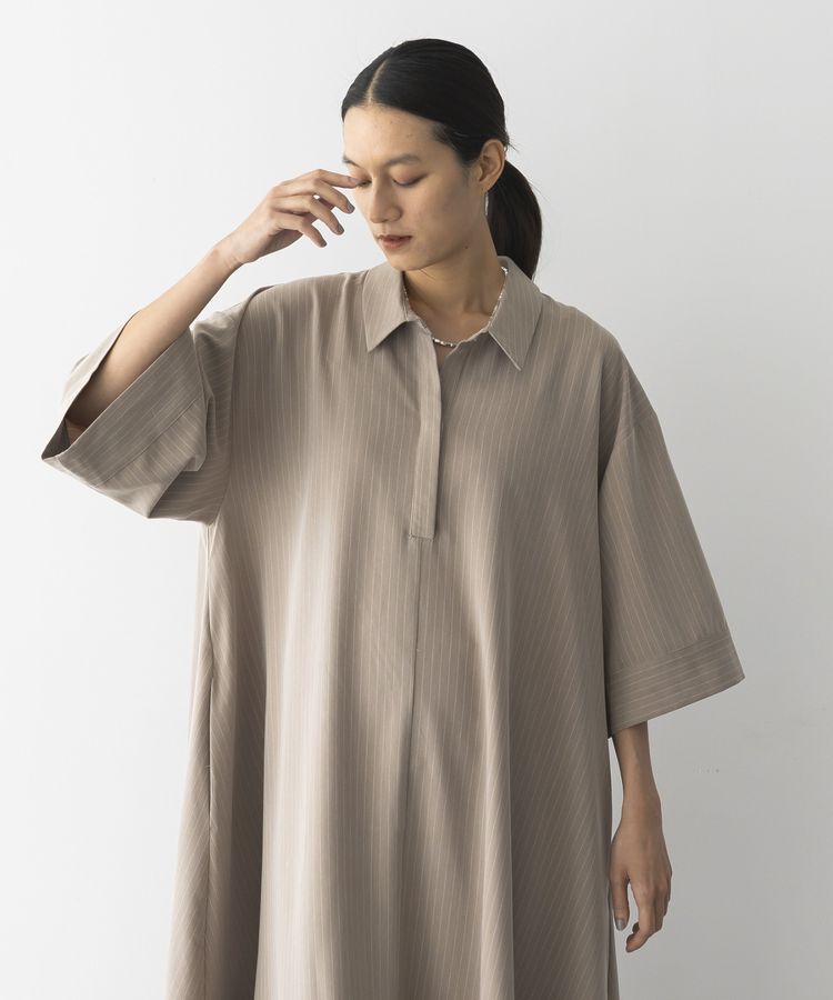 GARAGE OF GOOD CLOTHING「ストライプアシンメトリー７分袖ワンピース」|ワンピース|
