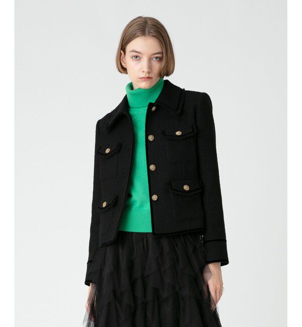 LOULOU WILLOUGHBY「【LOULOU WILLOUGHBY】ツイードステンカラージャケット」|その他|ブラック