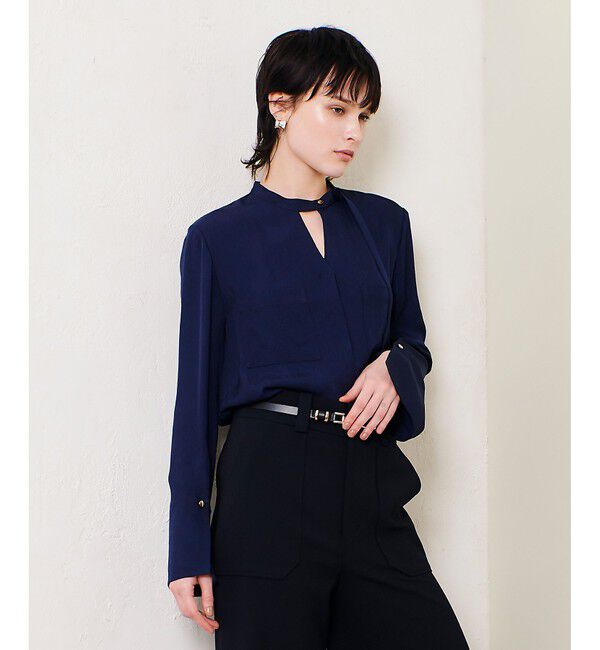 allureville「フリュイドオーバーラップブラウス」|シャツ・ブラウス|