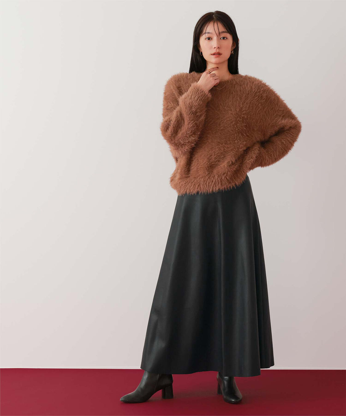 ur's「フェイクレザーフレアスカート」|スカート|