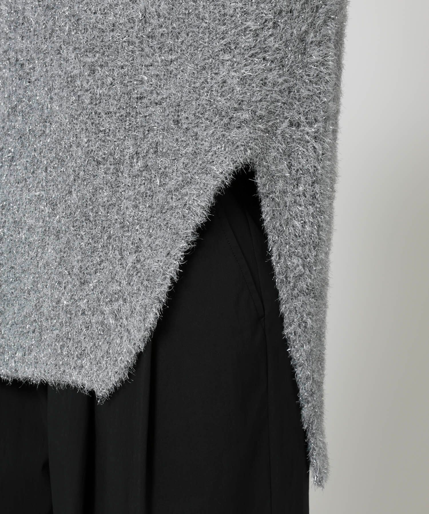 BABYLONE「スパークルアシメヘムニットベスト」|ニット・セーター|