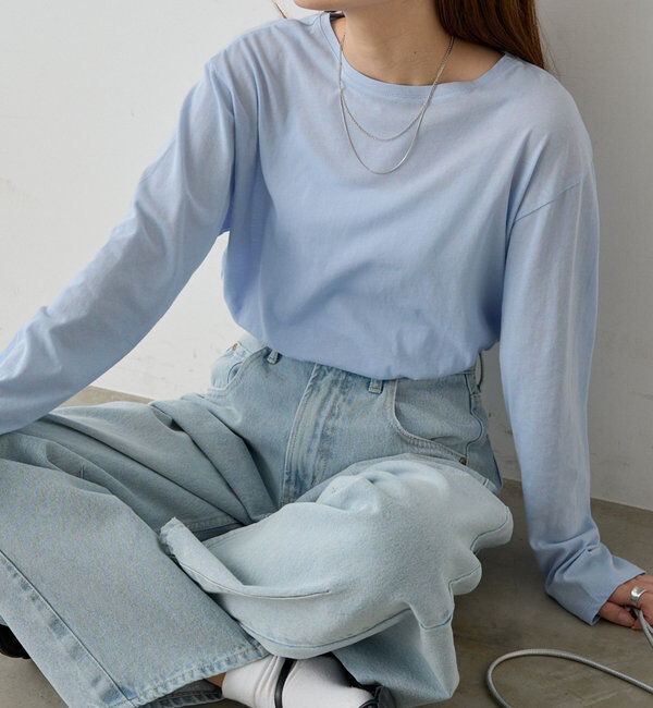  「【リバイバル】コットンシアークルーネックカットソー」|Tシャツ・カットソー|サックスブルー