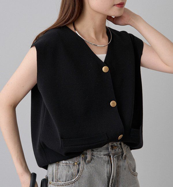  「【Du noir】ニットジレベスト」|ニット・セーター|ブラック