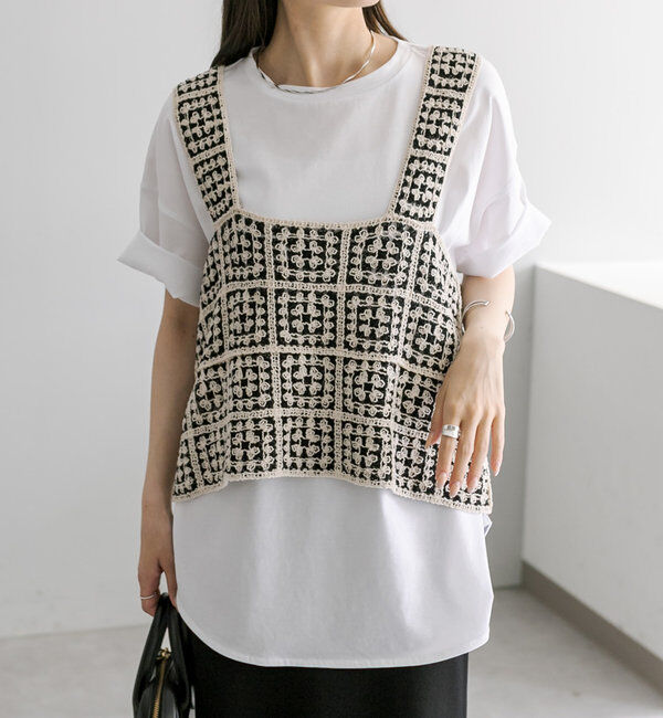  「【リバイバル/WEB限定】クロシェ編み風ビスチェ」|ニット・セーター|