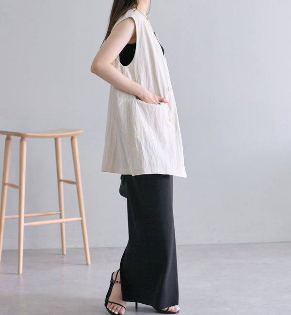  「【リバイバル】ノーカラーダブルデザインジレベスト」|ダウンベスト・ベスト|