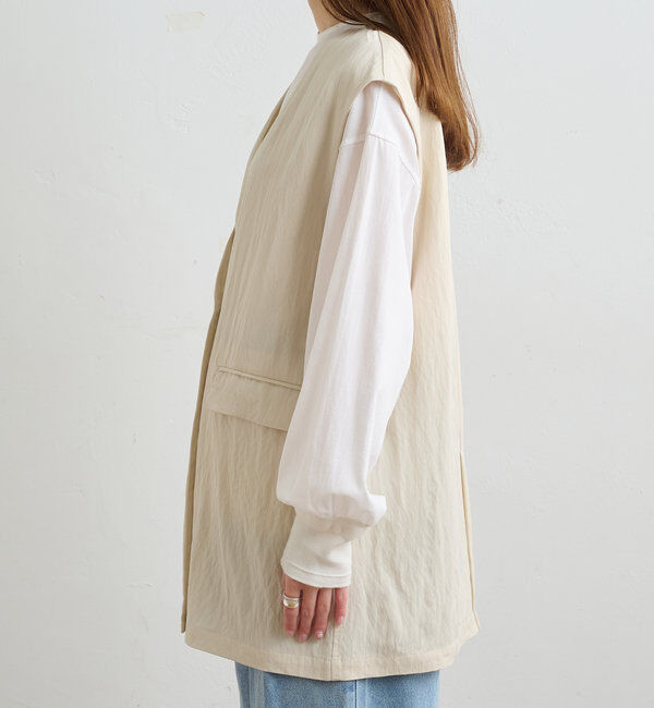  「【リバイバル】ノーカラーダブルデザインジレベスト」|ダウンベスト・ベスト|