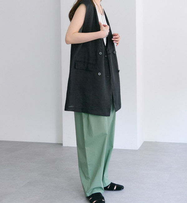  「【リバイバル】ノーカラーダブルデザインジレベスト」|ダウンベスト・ベスト|