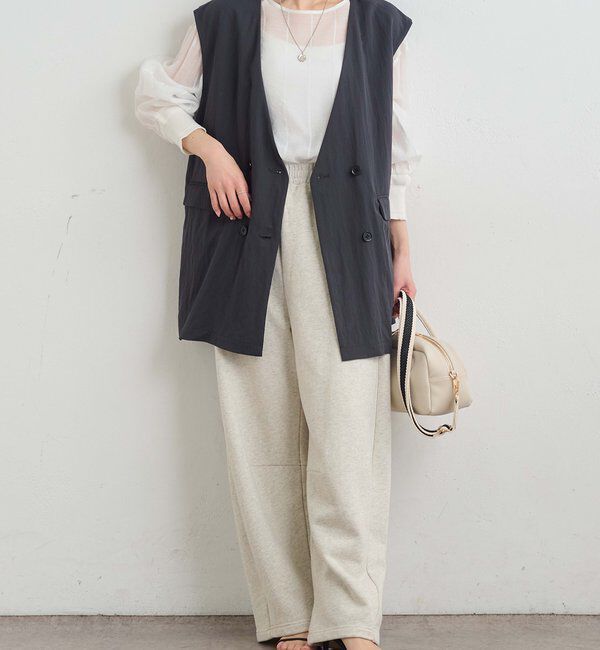  「【リバイバル】ノーカラーダブルデザインジレベスト」|ダウンベスト・ベスト|