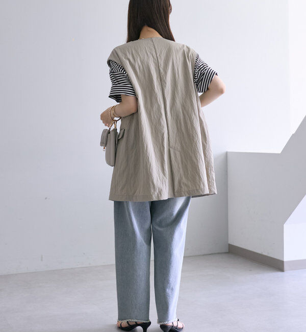  「【リバイバル】ノーカラーダブルデザインジレベスト」|ダウンベスト・ベスト|