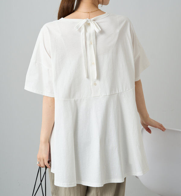  「《リバイバル》【WEB限定/Du noir】バッグリボンペプラムTシャツ」|Tシャツ・カットソー|オフホワイト