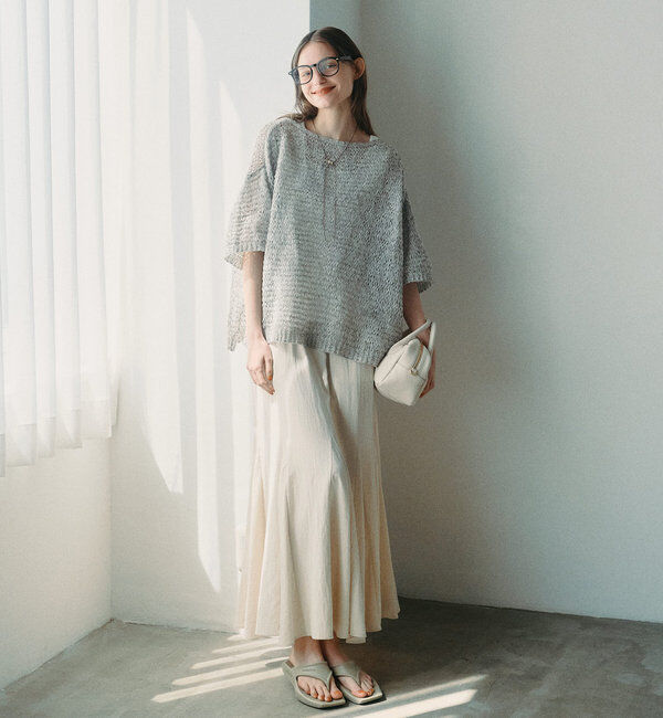  「レーヨンナイロンマチ付きスカート」|スカート|ライトベージュ