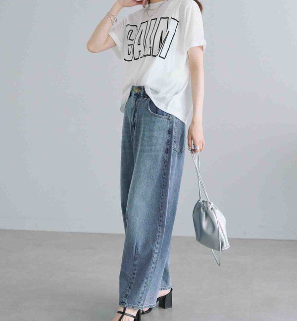  「【25th】綿麻デニムカーブシルエットパンツ」|デニム|