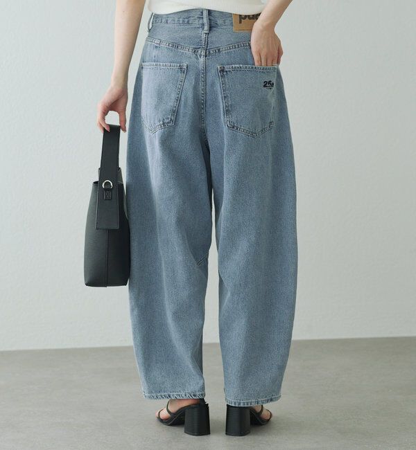  「【25th】綿麻デニムカーブシルエットパンツ」|デニム|